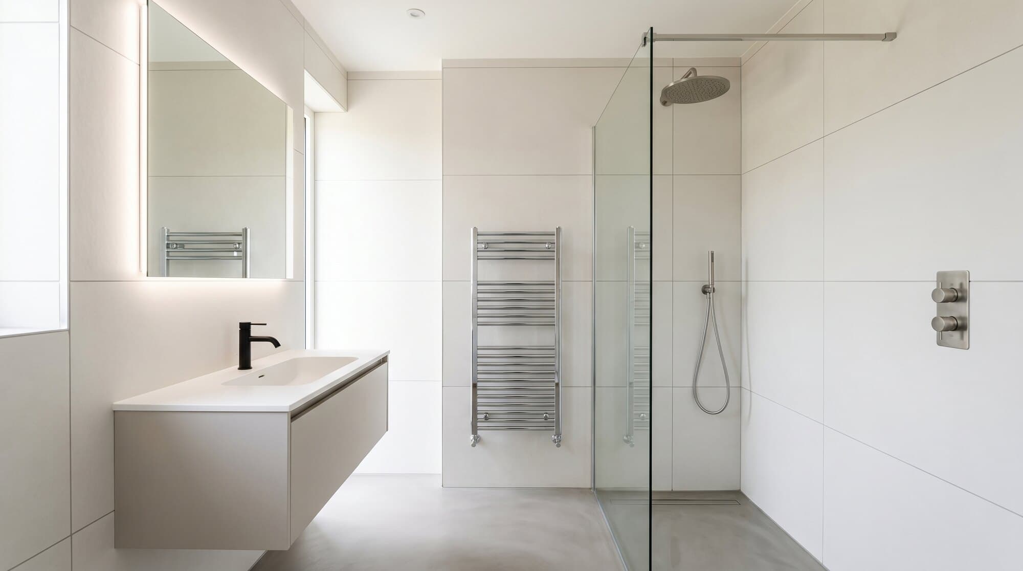 A bright modern ensuite, representing the online design process.