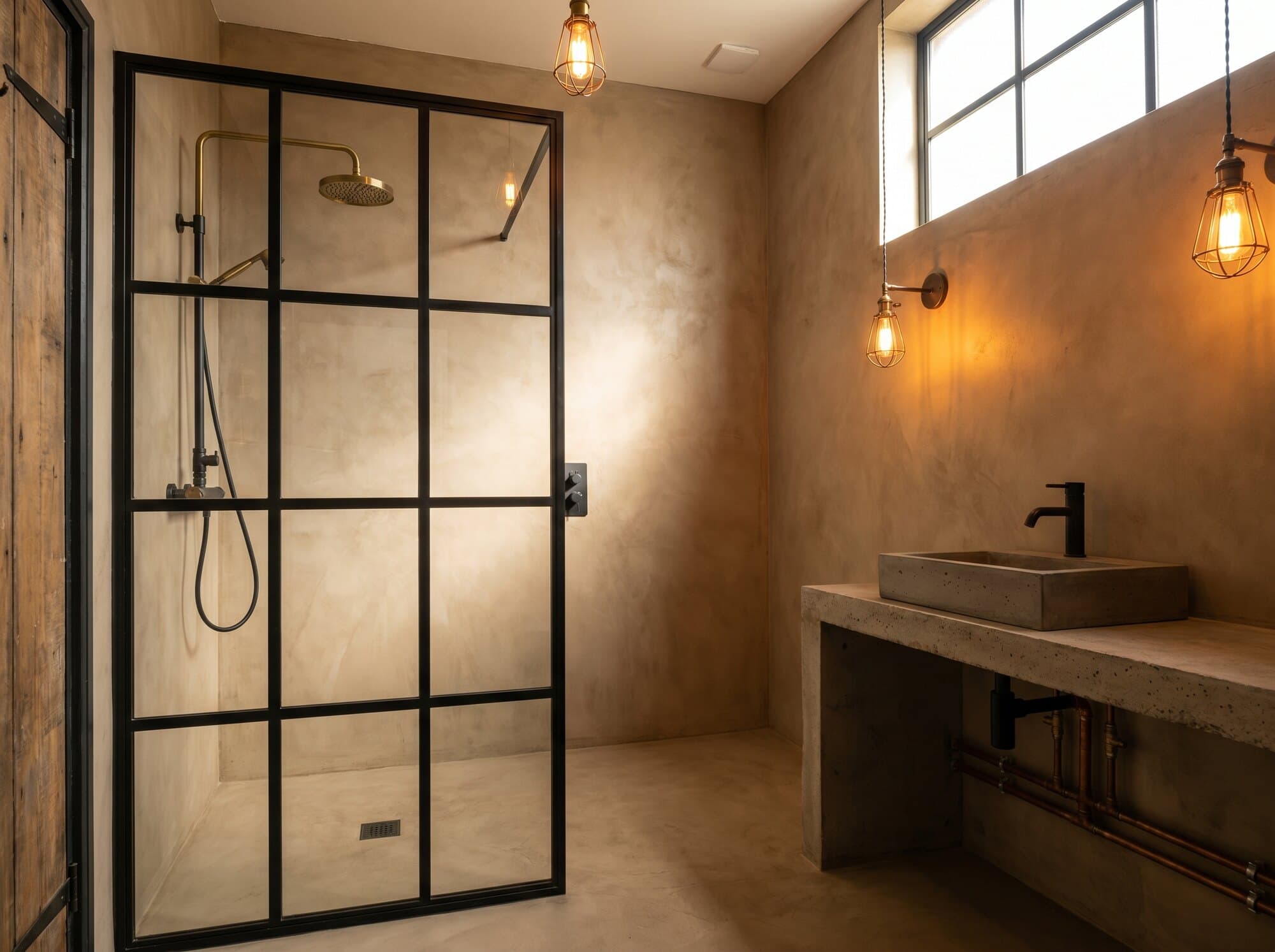 Industrial bathroom — a finished example of the industrial look.