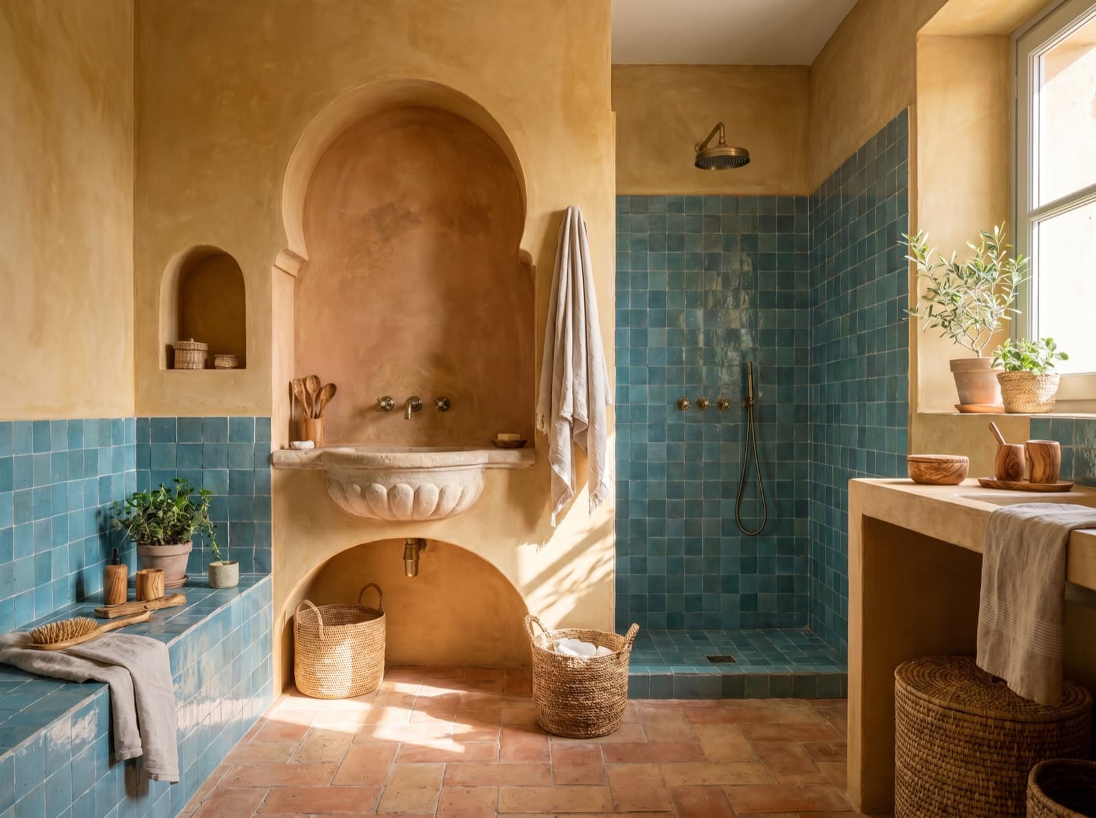 Mediterranean bathroom — a finished example of the mediterranean look.