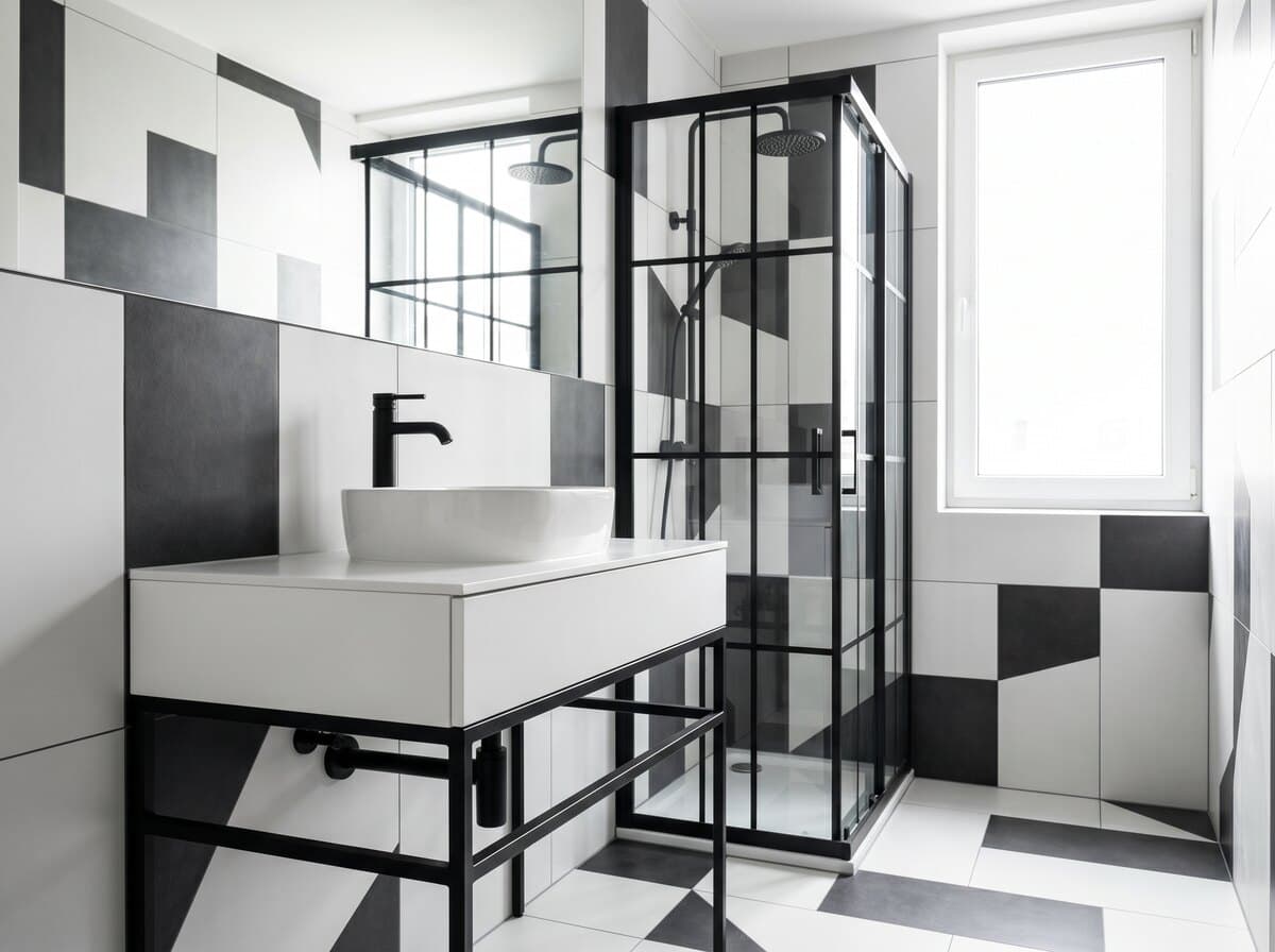 Monochrome bathroom — a finished example of the monochrome look.