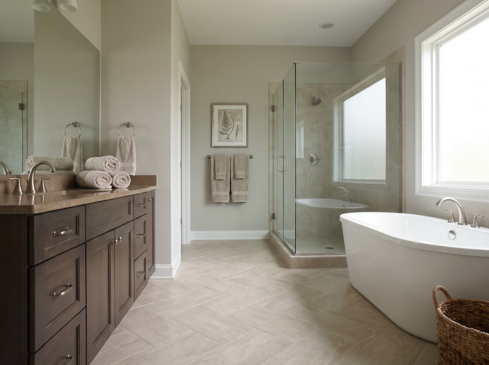 Transitional bathroom — a finished example of the transitional look.