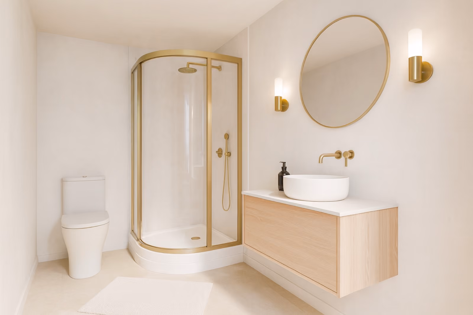 The same ensuite reborn as a bright Scandi shower room.