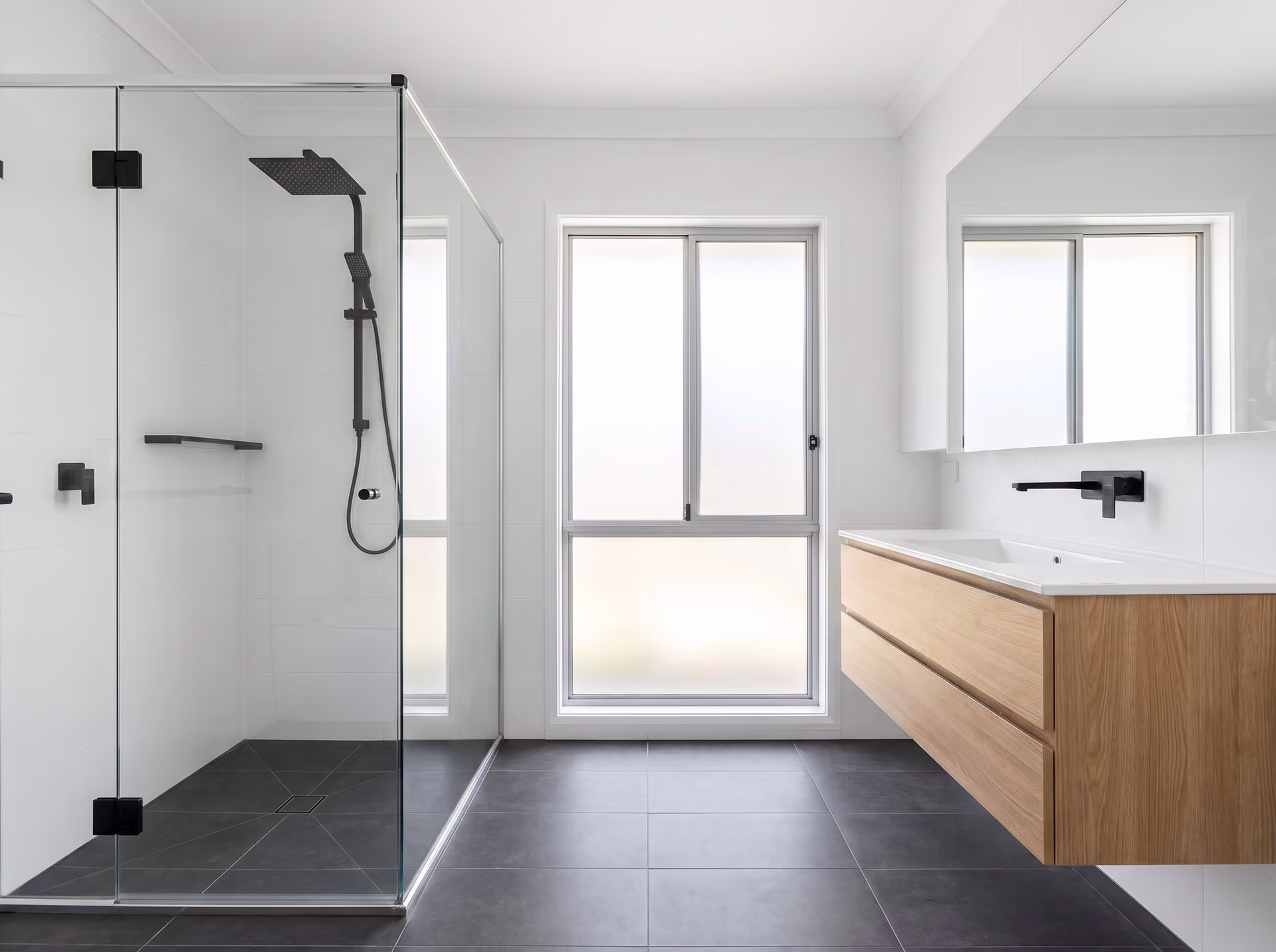 Modern bathroom — a finished example of the modern look.