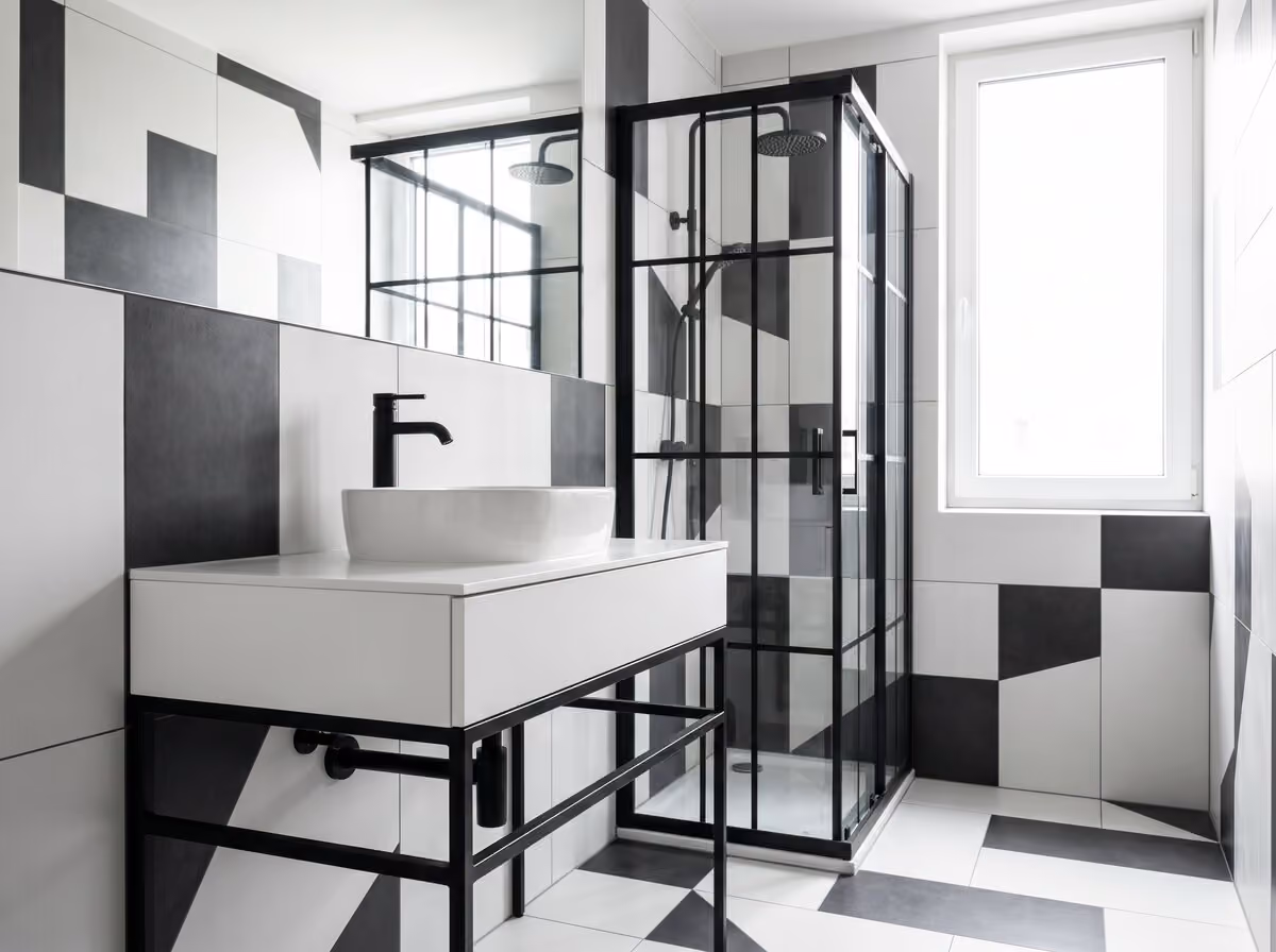 Monochrome bathroom — a finished example of the monochrome look.